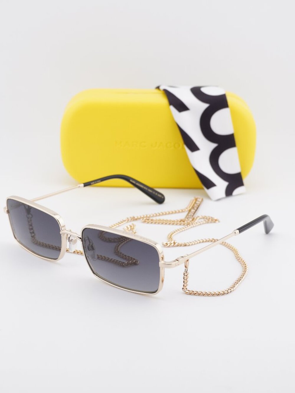 Marc Jacobs MARC 771/N/S 0RHL 9O Rectangle Sunglasses - Gold with Gold Chain
